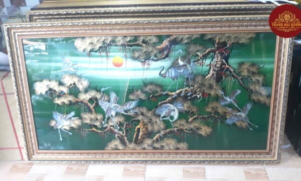 Tranh sơn mài tùng hạc diên nhiên